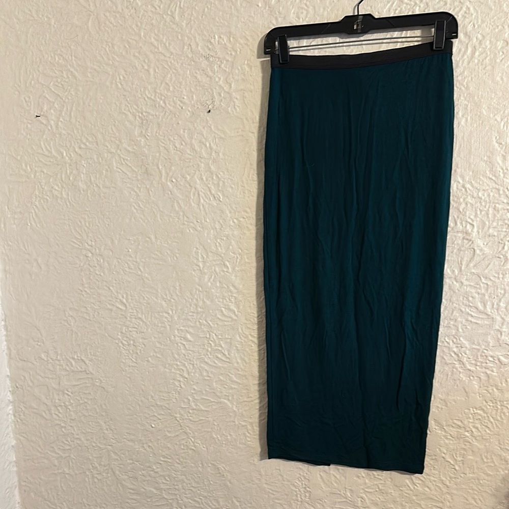 Wet Seal Forest Green Black Waistband Midi Skirt NWT Medium